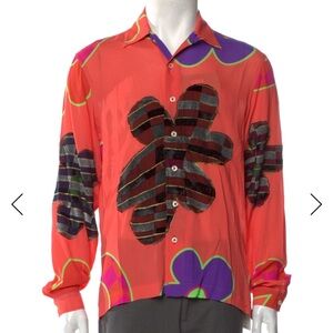 ERL Graphic Print Camp-Collar Shirt – Orange (Size XS)